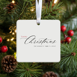 Sylish Handwritten Christmas Family Photo Name Keramisch Ornament