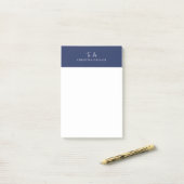 Sylish Monogram Navy Blauwe Trendy Script To Do Post-it® Notes (Op bureau)
