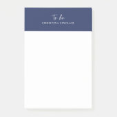 Sylish Monogram Navy Blauwe Trendy Script To Do Post-it® Notes (Voorkant)