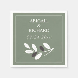 Sylized Olijftak Mediterraans groen bruiloft Servet