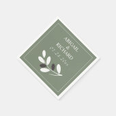 Sylized Olijftak Mediterraans groen bruiloft Servet (Hoek)