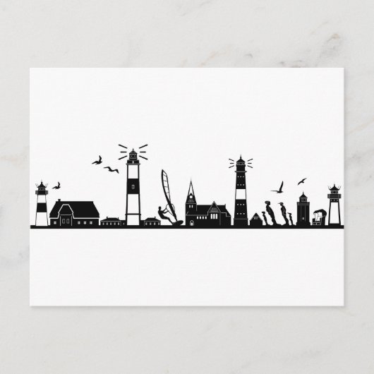 SYLT Nordsee Insel City Skyline Silhouette Briefkaart (Voorkant)