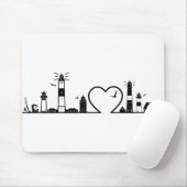 SYLT Nordsee Insel City Skyline Silhouette Muismat (Met muis)
