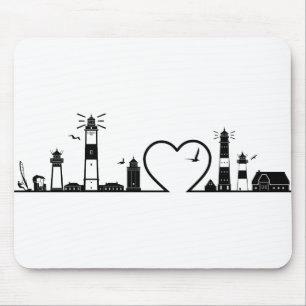 SYLT Nordsee Insel City Skyline Silhouette Muismat