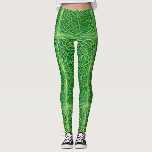 Sylvan Labyrinth - Keltische groene knopen Leggings (Voorkant)
