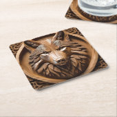 Sylvan Sentinel: De majestueuze wolfprint, Kartonnen Onderzetters (Schuin)