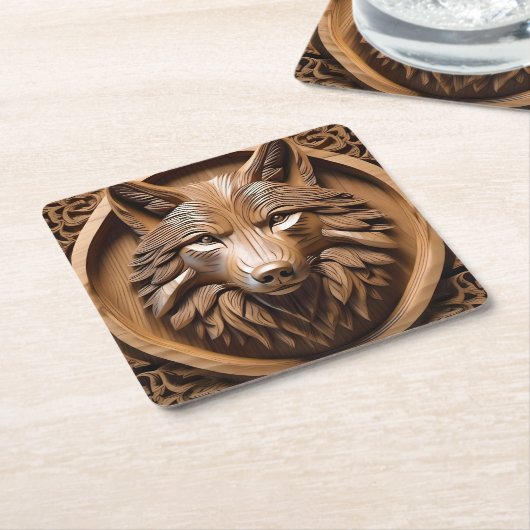 Sylvan Sentinel: De majestueuze wolfprint, Kartonnen Onderzetters (Schuin)