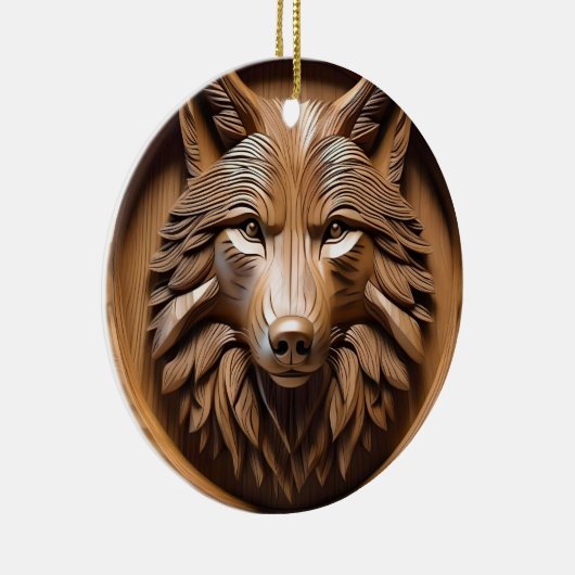 Sylvan Sentinel: De majestueuze wolfprint Keramisch Ornament (Rechts)