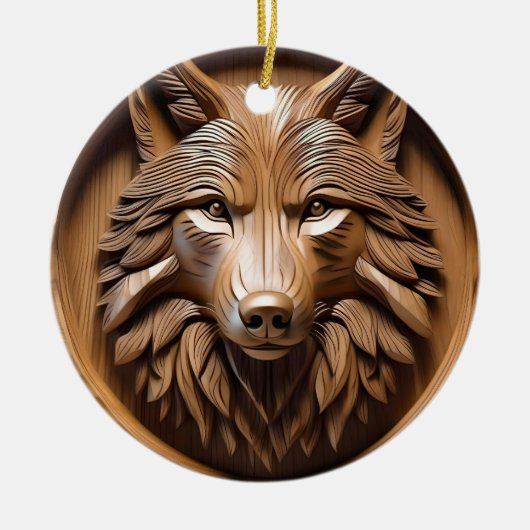 Sylvan Sentinel: De majestueuze wolfprint Keramisch Ornament (Voorkant)