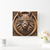 Sylvan Sentinel: De majestueuze wolfprint Vierkante Klok (Huis)