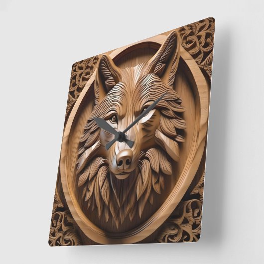 Sylvan Sentinel: De majestueuze wolfprint Vierkante Klok (Hoek)