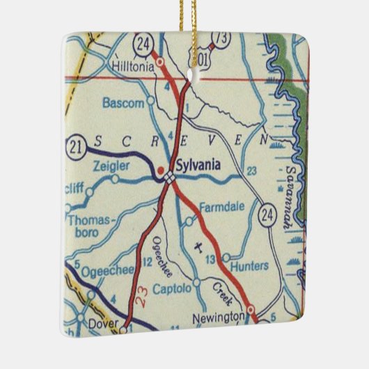 Sylvania Georgia  kaart Keramisch Ornament (Rechts)