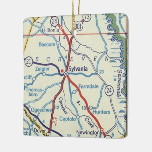 Sylvania Georgia  kaart Keramisch Ornament (Links)