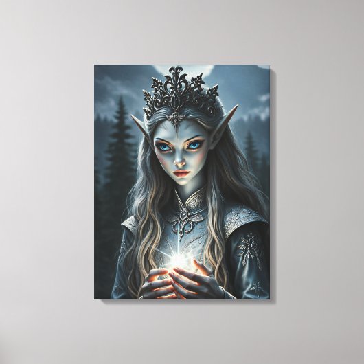 Sylvarae Nightwhisper Betoverde Elfen Tovenares Canvas Afdruk (Voorkant)
