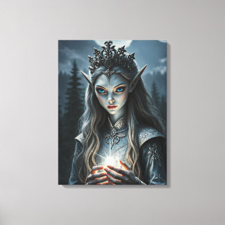 Sylvarae Nightwhisper Enchanted Elf Sorceress  Canvas Afdruk