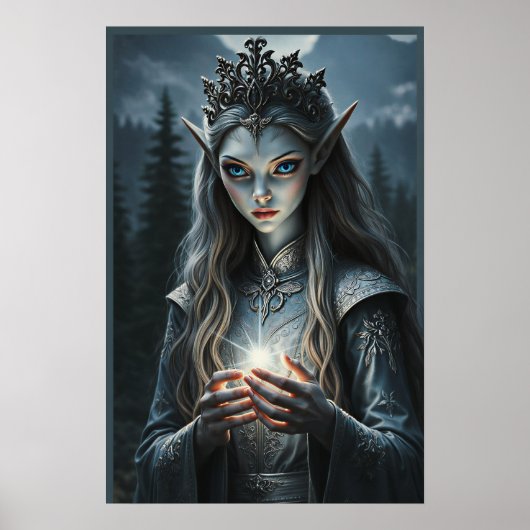 Sylvarae Nightwhisper Mystieke Elf Fantasy Kunstpr Poster (Voorkant)