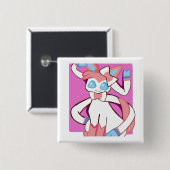 Sylveon (pokemon) vierkante button 5,1 cm (Voorkant /achterkant)