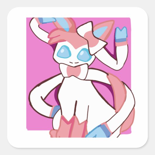 Sylveon (pokemon) vierkante sticker (Voorkant)