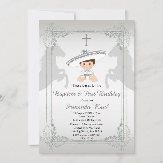 Sylver Fiesta Jongensdoop en verjaardagsuitnodigin Kaart (Voorkant)