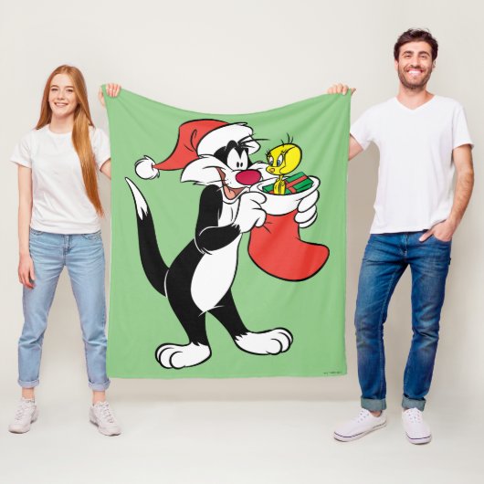 Sylvester Cat with Stocking Fleece Deken (In situ)