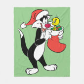 Sylvester Cat with Stocking Fleece Deken (Voorkant)