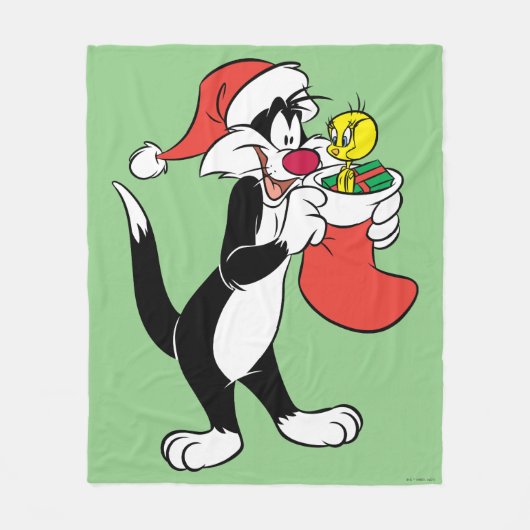 Sylvester Cat with Stocking Fleece Deken (Voorkant)