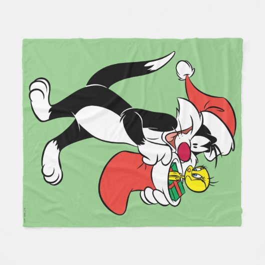 Sylvester Cat with Stocking Fleece Deken (Voorkant (Horizontaal))