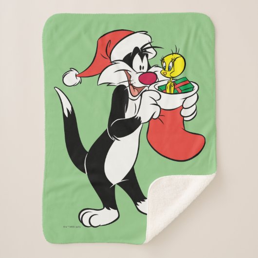 Sylvester Cat with Stocking Sherpa Deken (Voorkant)