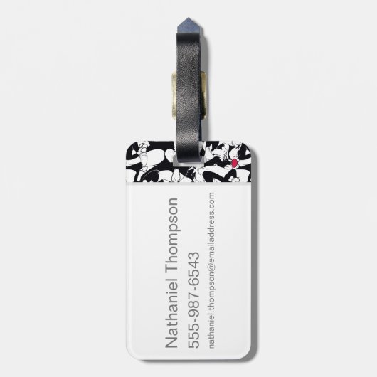 SYLVESTER™- EN TWEETY™-patroonsysteem Bagagelabel (Achterkant verticaal)