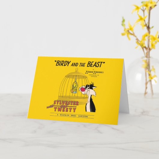SYLVESTER™ EN TWEEY™ | Birdy and the Beast Kaart (Gele Bloem)