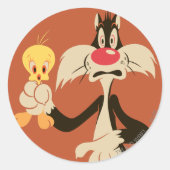 SYLVESTER™ met TWEETY™ Ronde Sticker (Voorkant)