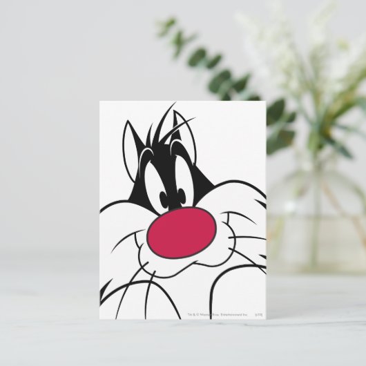 SYLVESTER™ Red Nose Face Briefkaart (Staand voorkant)
