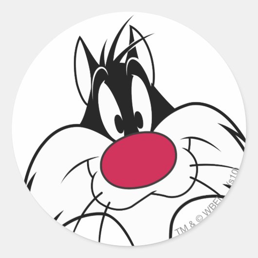 SYLVESTER™ Rode Neus Gezicht Ronde Sticker (Voorkant)