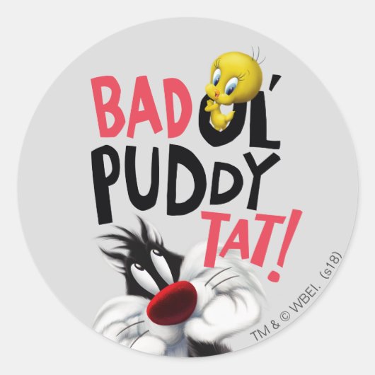 SYLVESTER™ & TWEETY™- Bad Ol' Puddy Tat Ronde Sticker (Voorkant)
