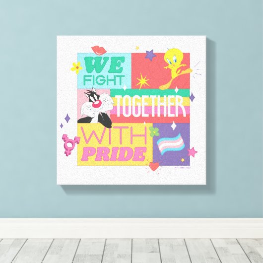 SYLVESTER™ & TWEETY™| We Fight Together With Pride Canvas Afdruk (Insitu (Houten vloer))