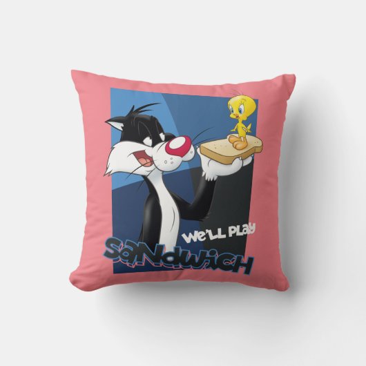 SYLVESTER™ & TWEETY™ "We gaan sandwich spelen" Kussen (Voorkant)
