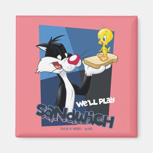 SYLVESTER™ & TWEETY™ "We'll Play Sandwich" Magneet (Voorkant)