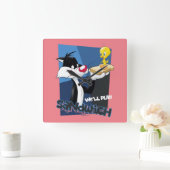 SYLVESTER™ & TWEETY™ "We'll Play Sandwich" Vierkante Klok (Huis)