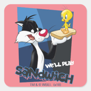 SYLVESTER™ & TWEETY™ "We'll Play Sandwich" Vierkante Sticker