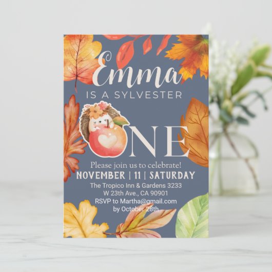 Sylvester waterkleur herfst egel kaart (Staand voorkant)