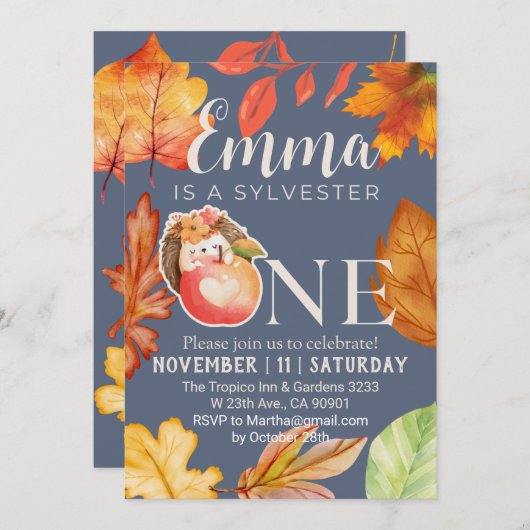 Sylvester waterverf herfst egel kaart (Voorkant / Achterkant)