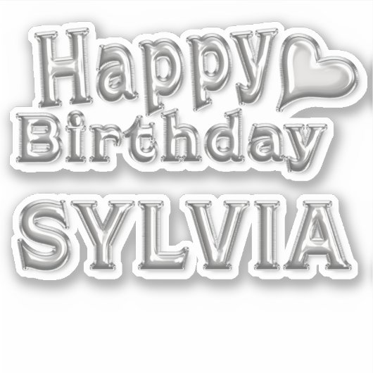 Sylvia Happy Birthday silver Aufkleber Sticker (Voorkant)