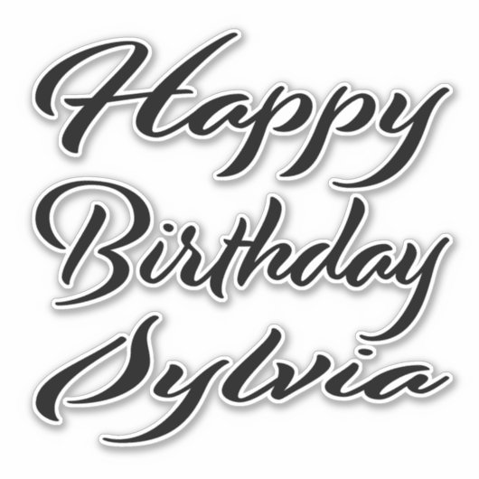 Sylvia Name Vorname black Sticker Geburtstag (Voorkant)
