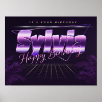 Sylvia Name Vorname retro Poster Geburtstag