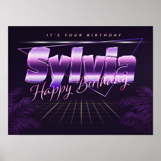 Sylvia Name Vorname retro Poster Geburtstag (Voorkant)