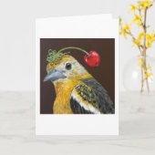 Sylvie the Baltimore oriole wenskaart Kaart (Gele Bloem)