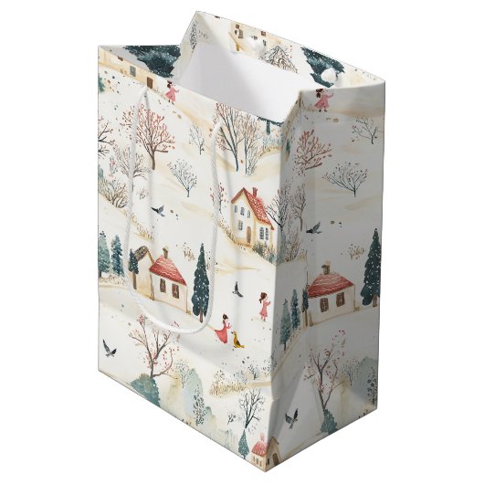 Sylvoria - Naives Landschaftsmuster (6/8) Medium Cadeauzakje (Voorkant Gekanteld)