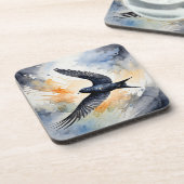 Symbiotic Sky Dancer: Graceful Swift Bird Bier Onderzetter (Linkerzijde)