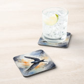 Symbiotic Sky Dancer: Graceful Swift Bird Bier Onderzetter (Rechterzijde)