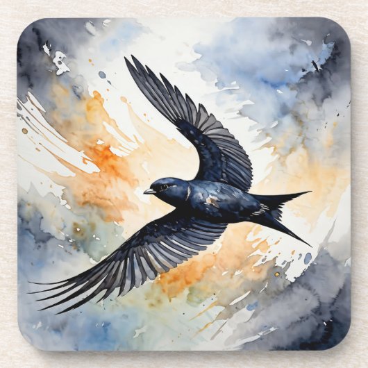 Symbiotic Sky Dancer: Graceful Swift Bird Bier Onderzetter (Voorkant)
